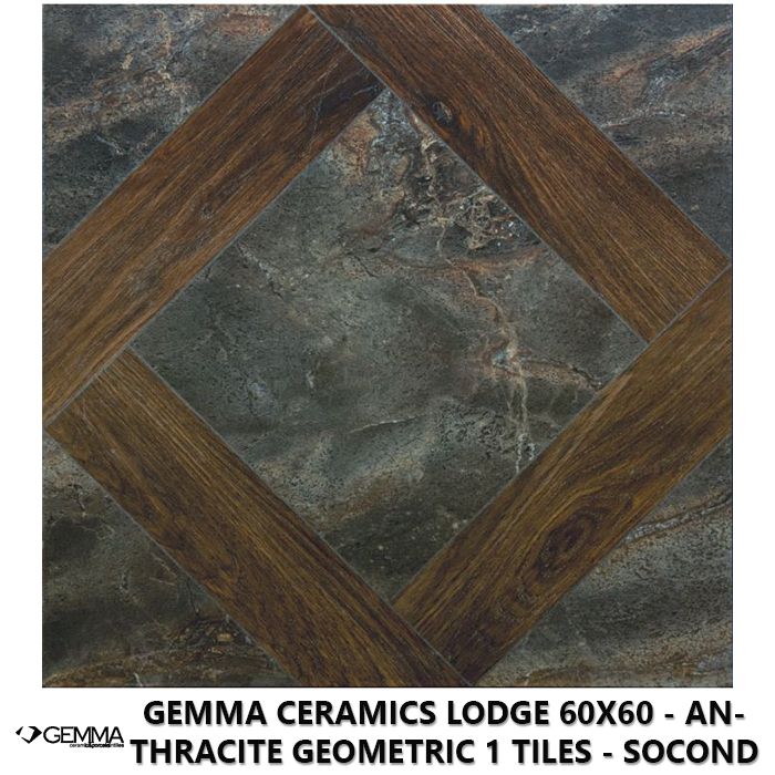 Gemma Ceramics Lodge 60x60 - Anthracite Geometric 1 Tiles - Socond Choice