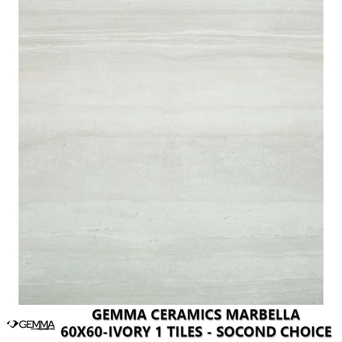 Gemma Ceramics Marbella 60x60-Ivory 1 Tiles - Socond Choice
