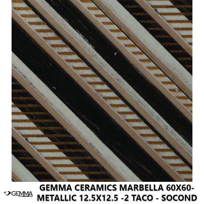 Gemma Ceramics Marbella 60x60- Metallic 12.5x12.5 -2 Taco - Socond Choice