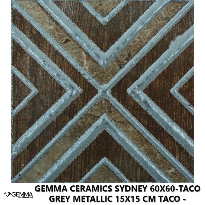Gemma Ceramics Sydney 60x60-Taco Grey Metallic 15x15 cm Taco - Socond Choice