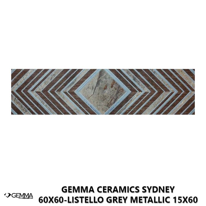 Gemma Ceramics Sydney 60x60-Listello Grey Metallic 15x60 cm Listello - Socond Choice