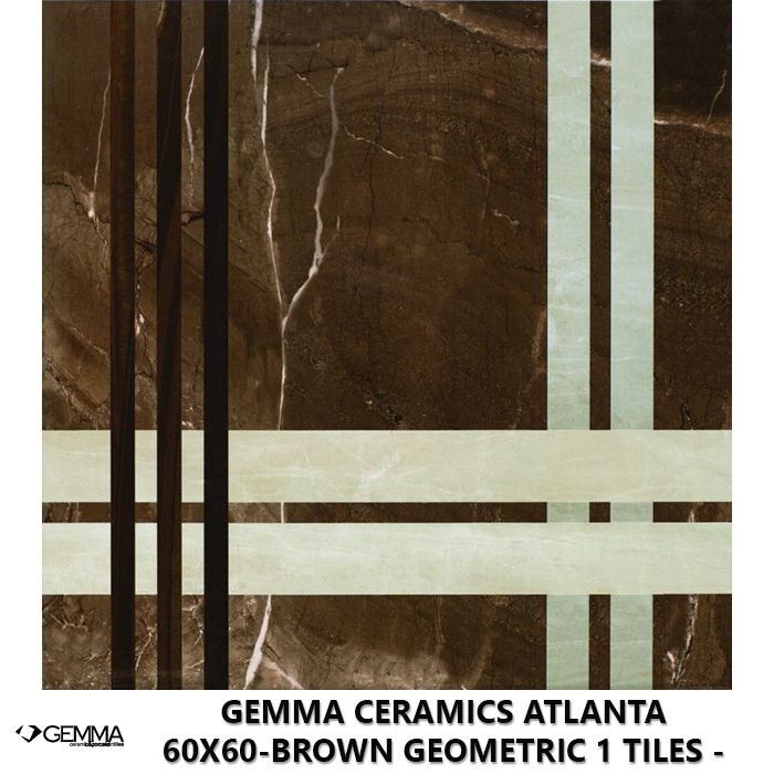 Gemma Ceramics Atlanta 60x60-Brown Geometric 1 Tiles - Socond Choice