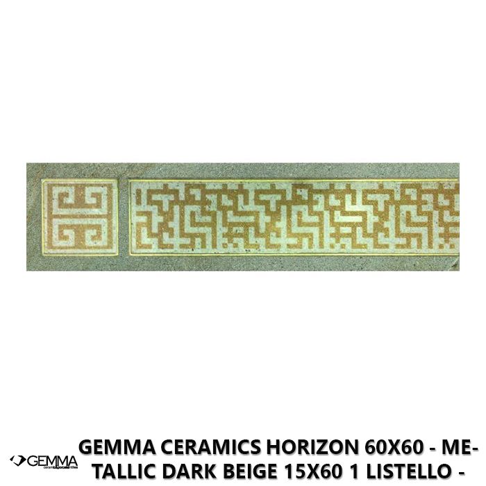 Gemma Ceramics Horizon 60x60 - Metallic Dark Beige 15x60 1 Listello - Socond Choice