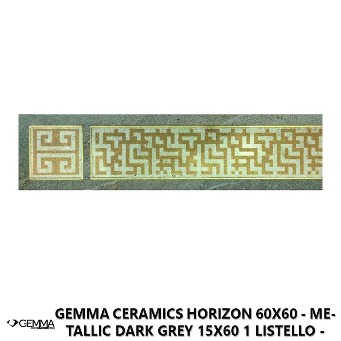 Gemma Ceramics Horizon 60x60 - Metallic Dark Grey 15x60 1 Listello - Socond Choice