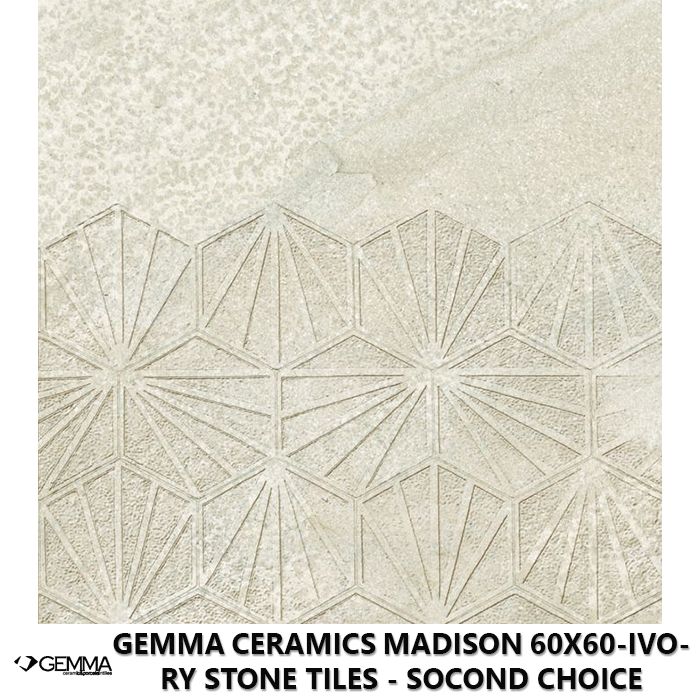 Gemma Ceramics Madison 60x60-Ivory Stone Tiles - Socond Choice
