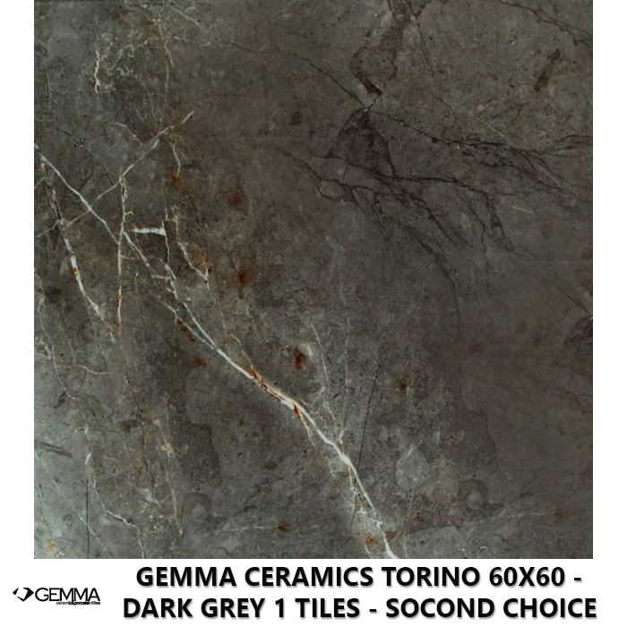 Gemma Ceramics Torino 60x60 - Dark Grey 1 Tiles - Socond Choice