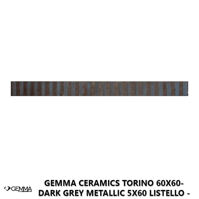 Gemma Ceramics Torino 60x60- Dark Grey Metallic 5x60 Listello - Socond Choice
