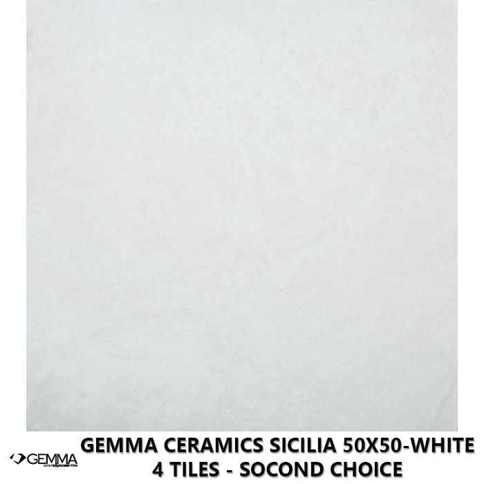 Gemma Ceramics Sicilia 50x50-White 4 Tiles - Socond Choice