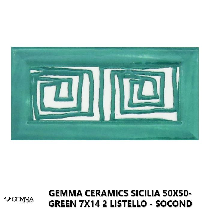 Gemma Ceramics Sicilia 50x50- Green 7x14 2 Listello - Socond Choice