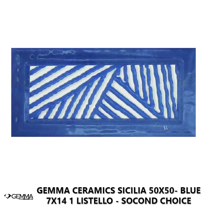 Gemma Ceramics Sicilia 50x50- Blue 7x14 1 Listello - Socond Choice