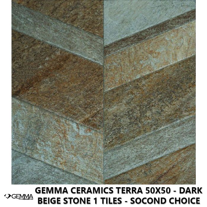 Gemma Ceramics Terra 50x50 - Dark Beige Stone 1 Tiles - Socond Choice