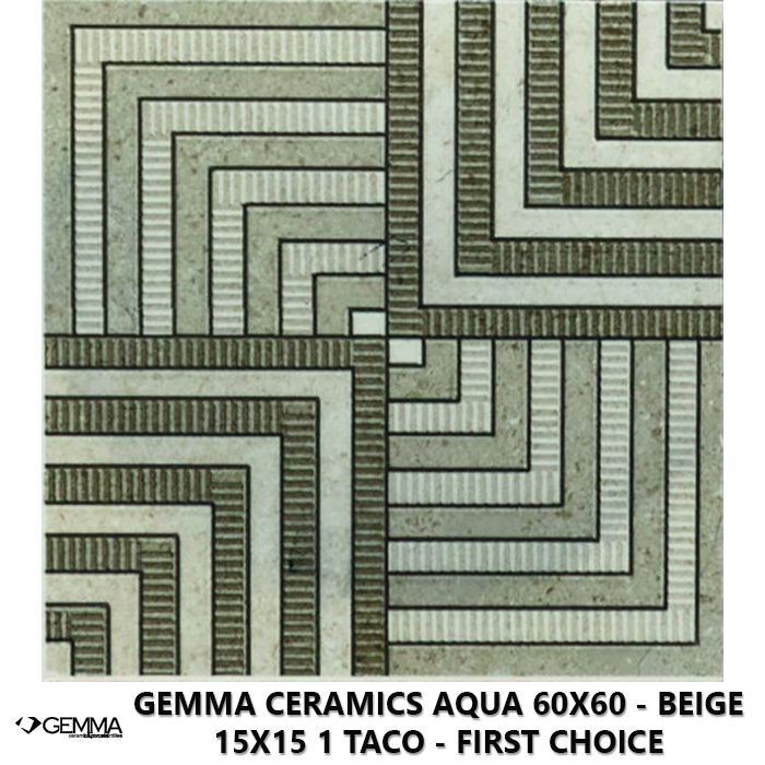 Gemma Ceramics Aqua 60x60 - Beige 15x15 1 Taco - First Choice