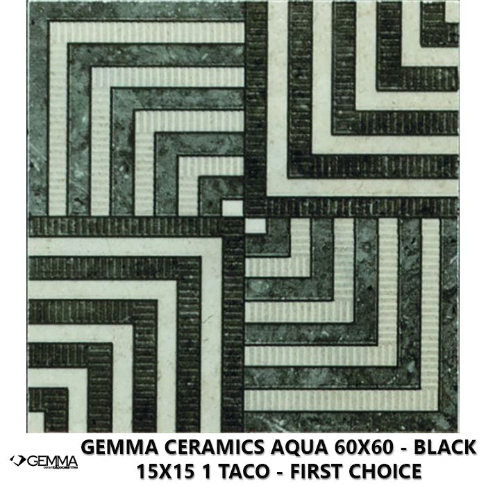 Gemma Ceramics Aqua 60x60 - Black 15x15 1 Taco - First Choice
