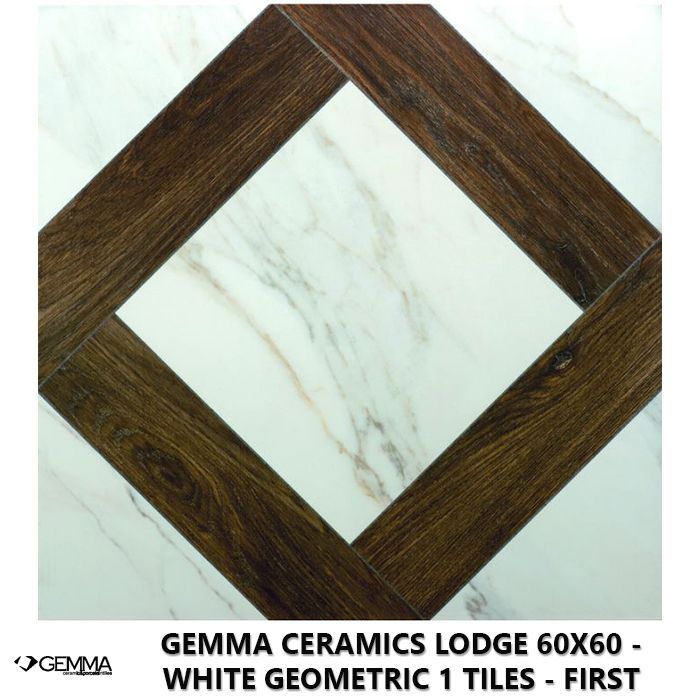 Gemma Ceramics Lodge 60x60 - White Geometric 1 Tiles - First Choice