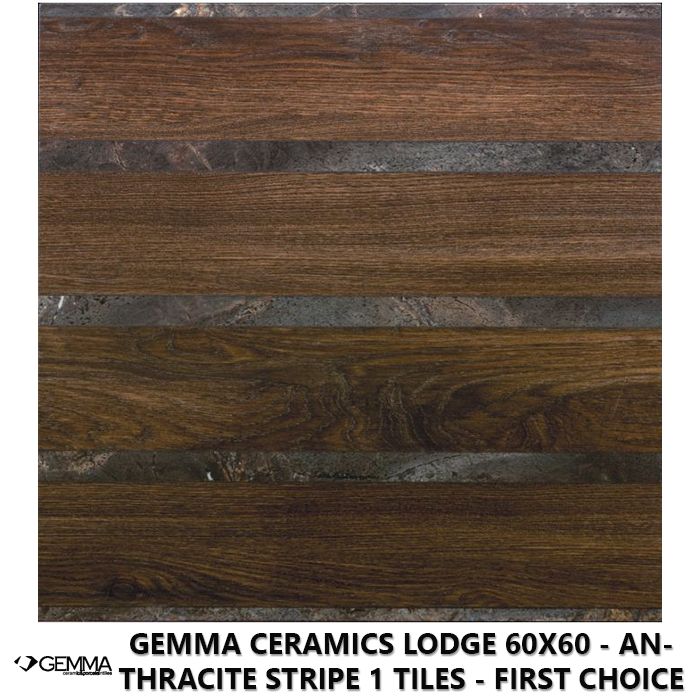 Gemma Ceramics Lodge 60x60 - Anthracite Stripe 1 Tiles - First Choice
