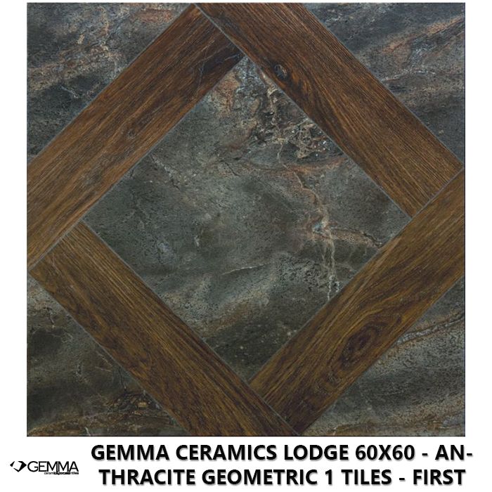 Gemma Ceramics Lodge 60x60 - Anthracite Geometric 1 Tiles - First Choice