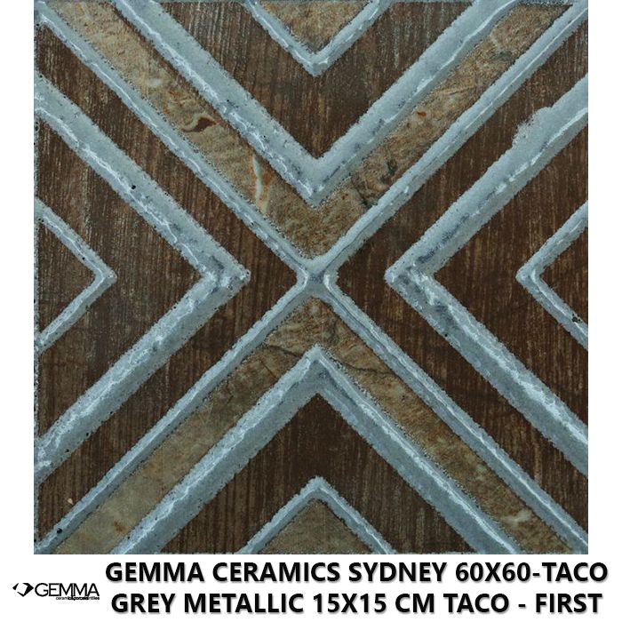 Gemma Ceramics Sydney 60x60-Taco Grey Metallic 15x15 cm Taco - First Choice