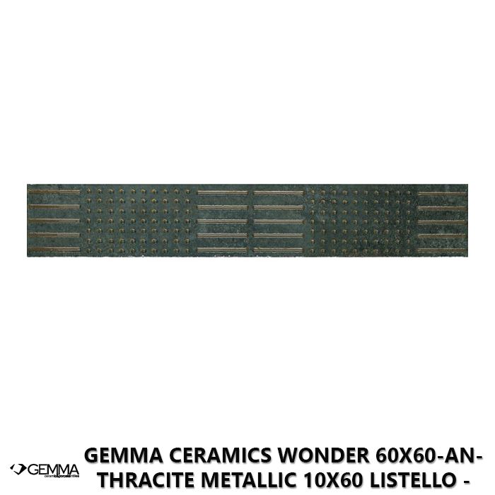 Gemma Ceramics Wonder 60x60-Anthracite Metallic 10x60 Listello - First Choice