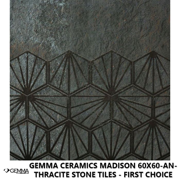 Gemma Ceramics Madison 60x60-Anthracite Stone Tiles - First Choice