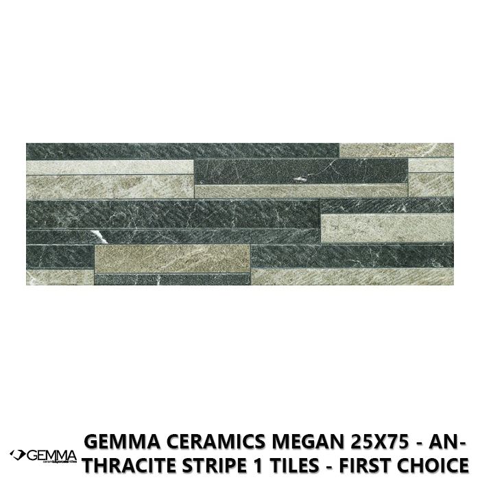 Gemma Ceramics Megan 25x75 - Anthracite Stripe 1 Tiles - First Choice