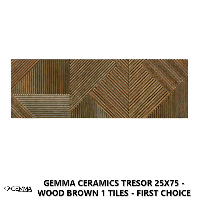 Gemma Ceramics Tresor 25x75 - Wood Brown 1 Tiles - First Choice