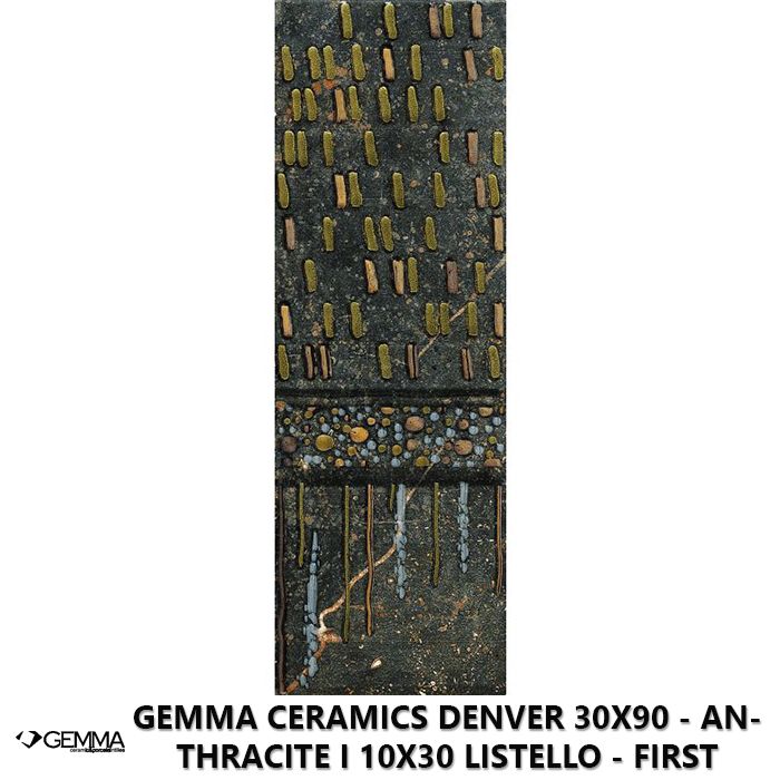 Gemma Ceramics Denver 30x90 - Anthracite I 10x30 Listello - First Choice