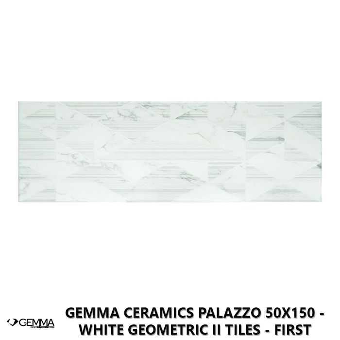 Gemma Ceramics Palazzo 50x150 - White Geometric II Tiles - First Choice