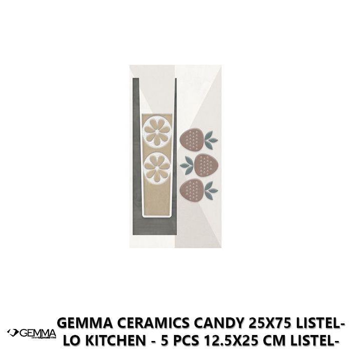 Gemma Ceramics Candy 25x75 Listello Kitchen - 5 Pcs 12.5x25 cm Listello - First Choice