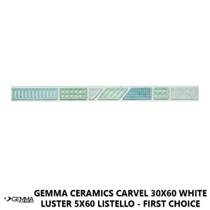 Gemma Ceramics Carvel 30x60 White Luster 5x60 Listello - First Choice