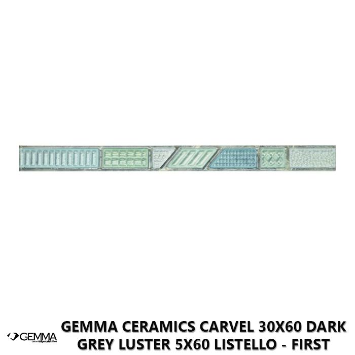 Gemma Ceramics Carvel 30x60 Dark Grey Luster 5x60 Listello - First Choice