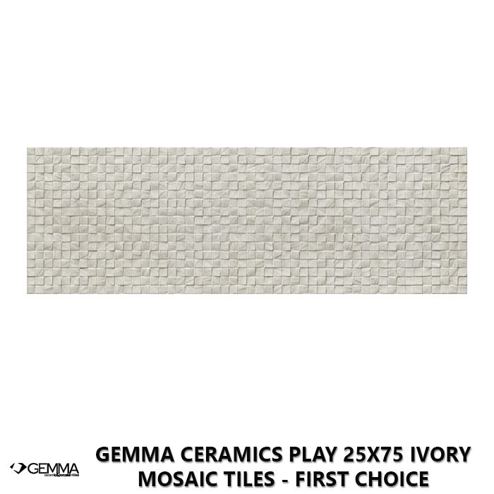 Gemma Ceramics Play 25x75 Ivory Mosaic Tiles - First Choice