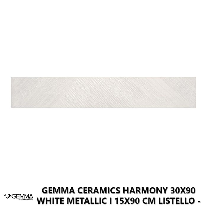 Gemma Ceramics Harmony 30x90 White Metallic I 15x90 cm Listello - First Choice