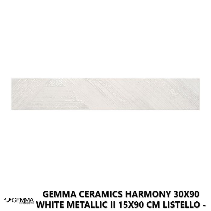 Gemma Ceramics Harmony 30x90 White Metallic II 15x90 cm Listello - First Choice