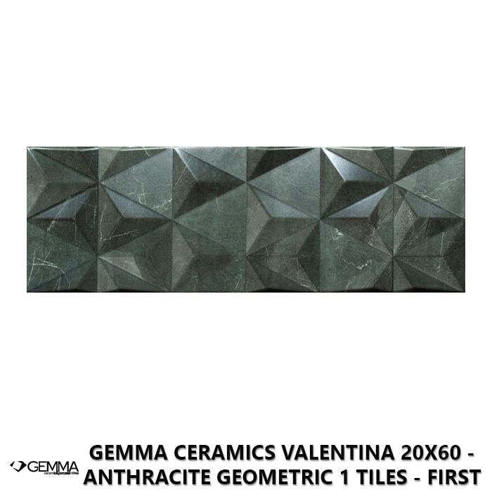 Gemma Ceramics Valentina 20x60 - Anthracite Geometric 1 Tiles - First Choice