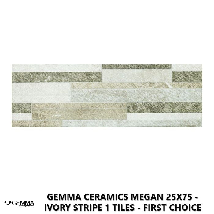 Gemma Ceramics Megan 25x75 - Ivory Stripe 1 Tiles - First Choice