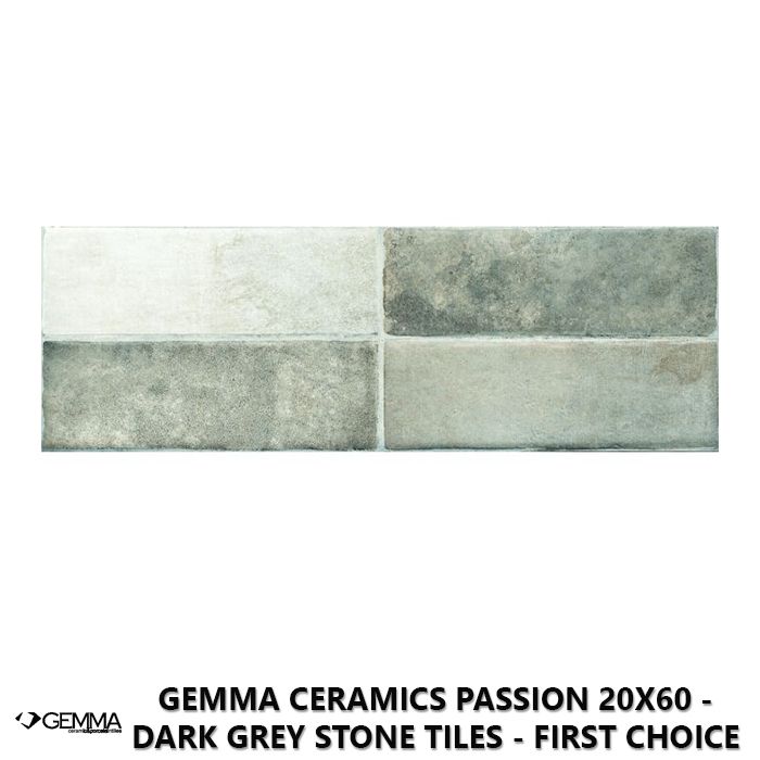 Gemma Ceramics Passion 20x60 - Dark Grey Stone Tiles - First Choice
