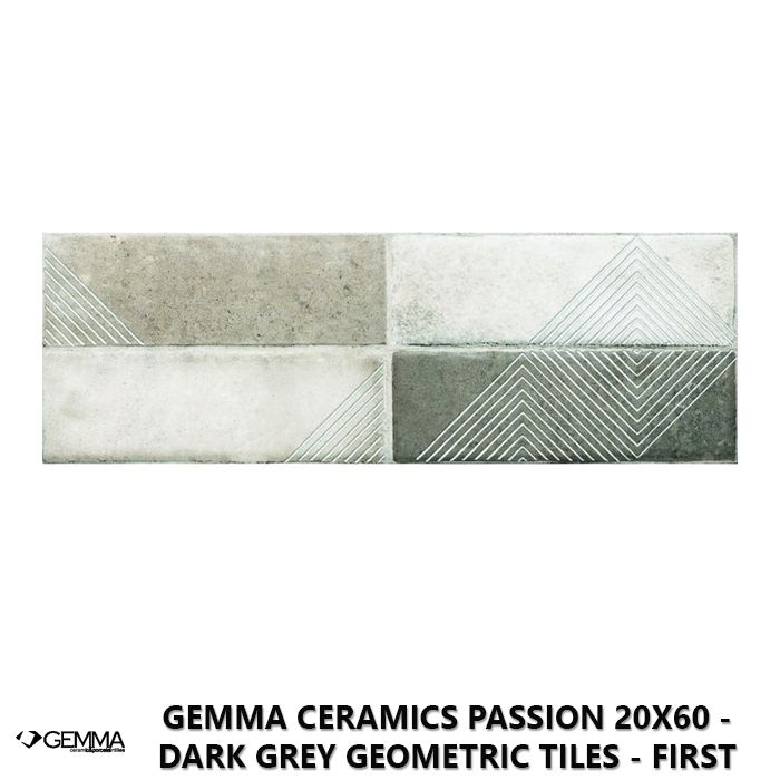 Gemma Ceramics Passion 20x60 - Dark Grey Geometric Tiles - First Choice