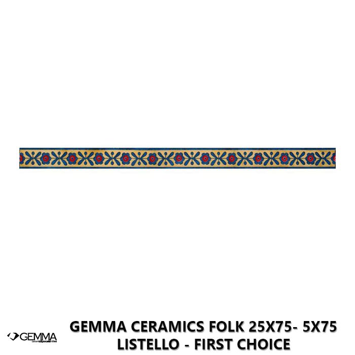 Gemma Ceramics Folk 25x75- 5x75 Listello - First Choice