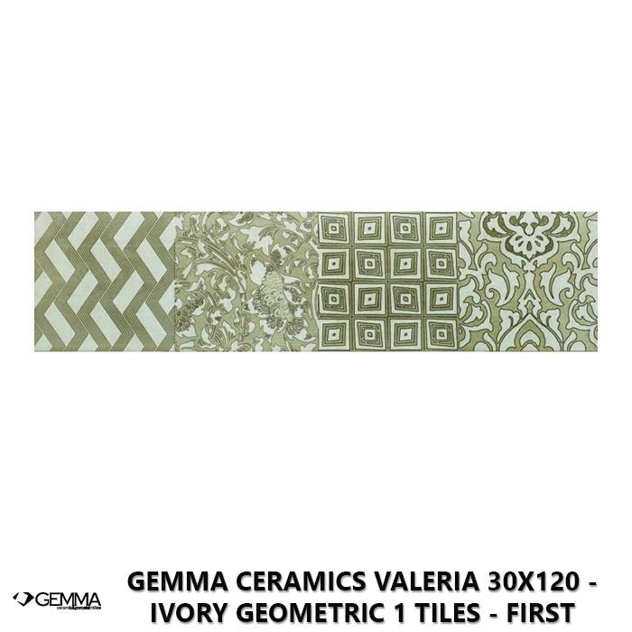 Gemma Ceramics Valeria 30x120 - Ivory Geometric 1 Tiles - First Choice