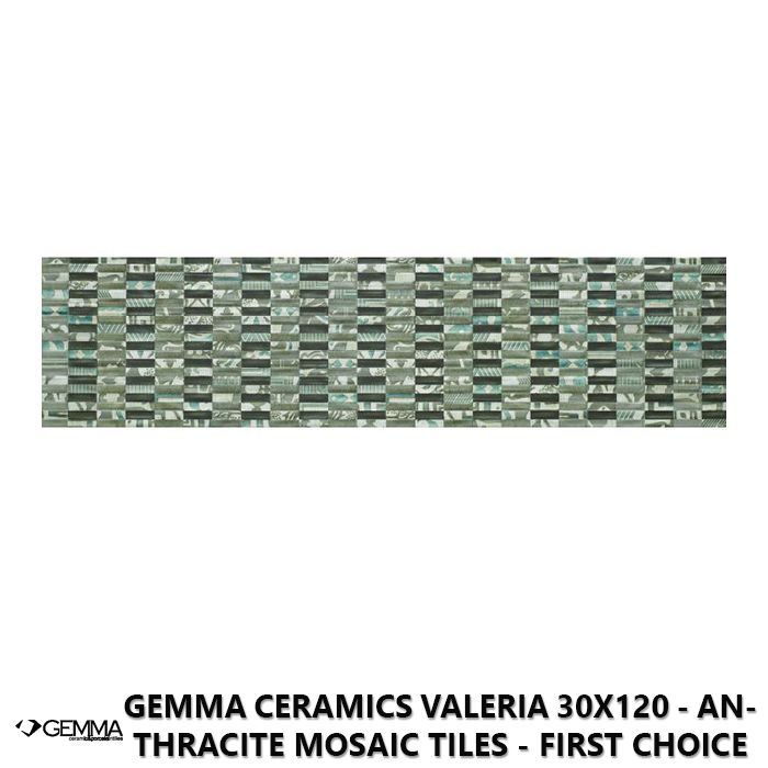Gemma Ceramics Valeria 30x120 - Anthracite Mosaic Tiles - First Choice