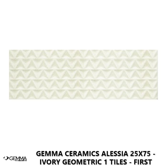 Gemma Ceramics Alessia 25x75 - Ivory Geometric 1 Tiles - First Choice