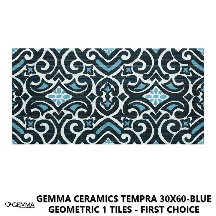 Gemma Ceramics Tempra 30x60-Blue Geometric 1 Tiles - First Choice