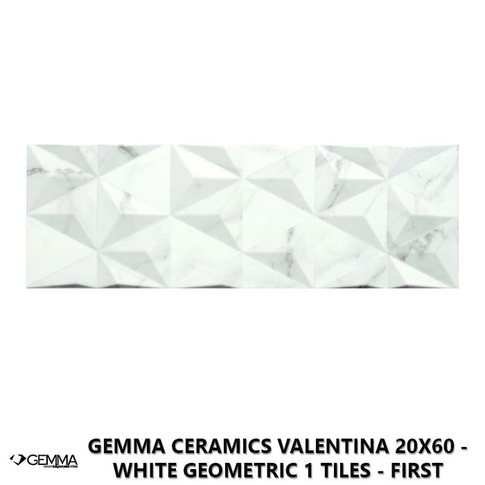 Gemma Ceramics Valentina 20x60 - White Geometric 1 Tiles - First Choice