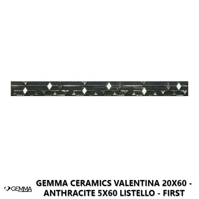 Gemma Ceramics Valentina 20x60 - Anthracite 5x60 Listello - First Choice