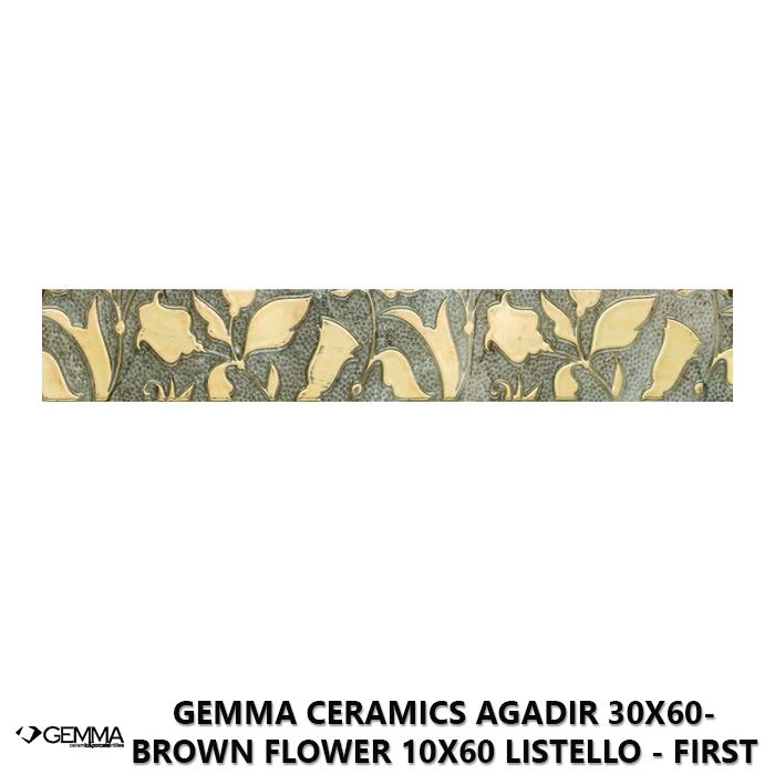 Gemma Ceramics Agadir 30x60- Brown Flower 10x60 Listello - First Choice