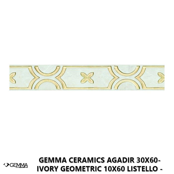Gemma Ceramics Agadir 30x60- Ivory Geometric 10x60 Listello - First Choice