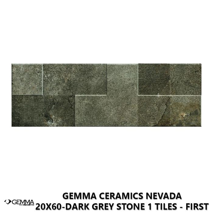 Gemma Ceramics Nevada 20x60-Dark Grey Stone 1 Tiles - First Choice