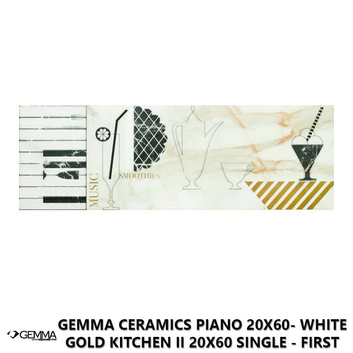 Gemma Ceramics Piano 20x60- White Gold Kitchen II 20x60 Single - First Choice