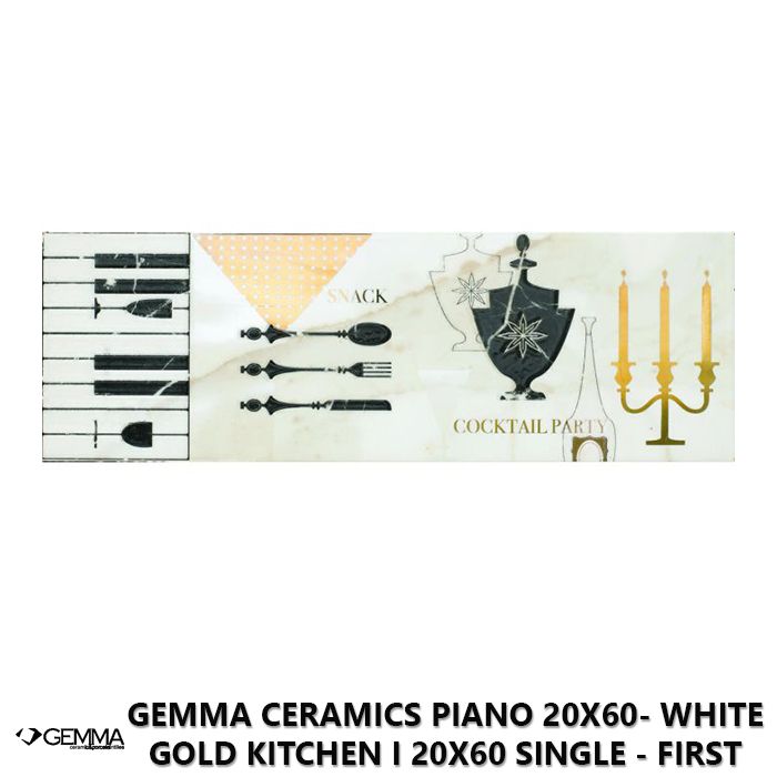 Gemma Ceramics Piano 20x60- White Gold Kitchen I 20x60 Single - First Choice