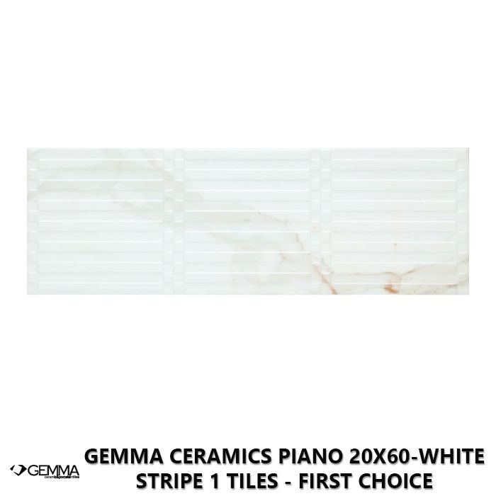 Gemma Ceramics Piano 20x60-White Stripe 1 Tiles - First Choice
